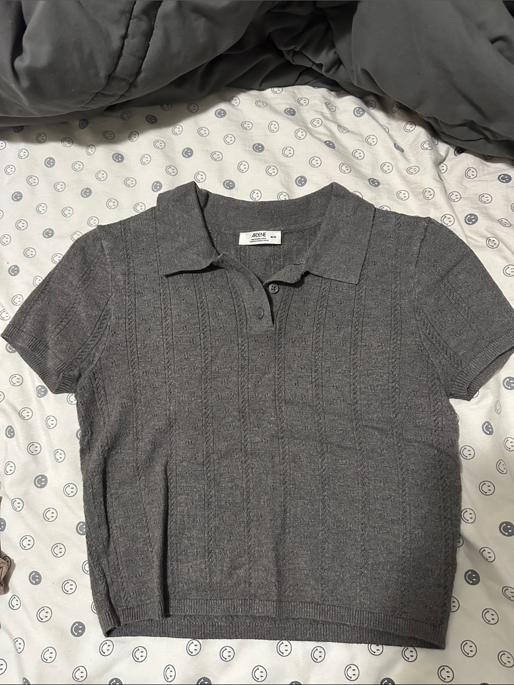 Ardene Gray Short Sleeve Knit Polo Top